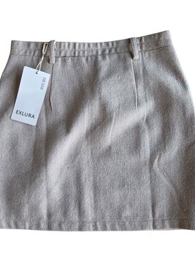 Exlura Women's Beige Herringbone Mini Skirt SZ XS NWT